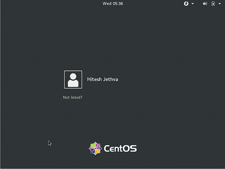 Экран входа в систему CentOS