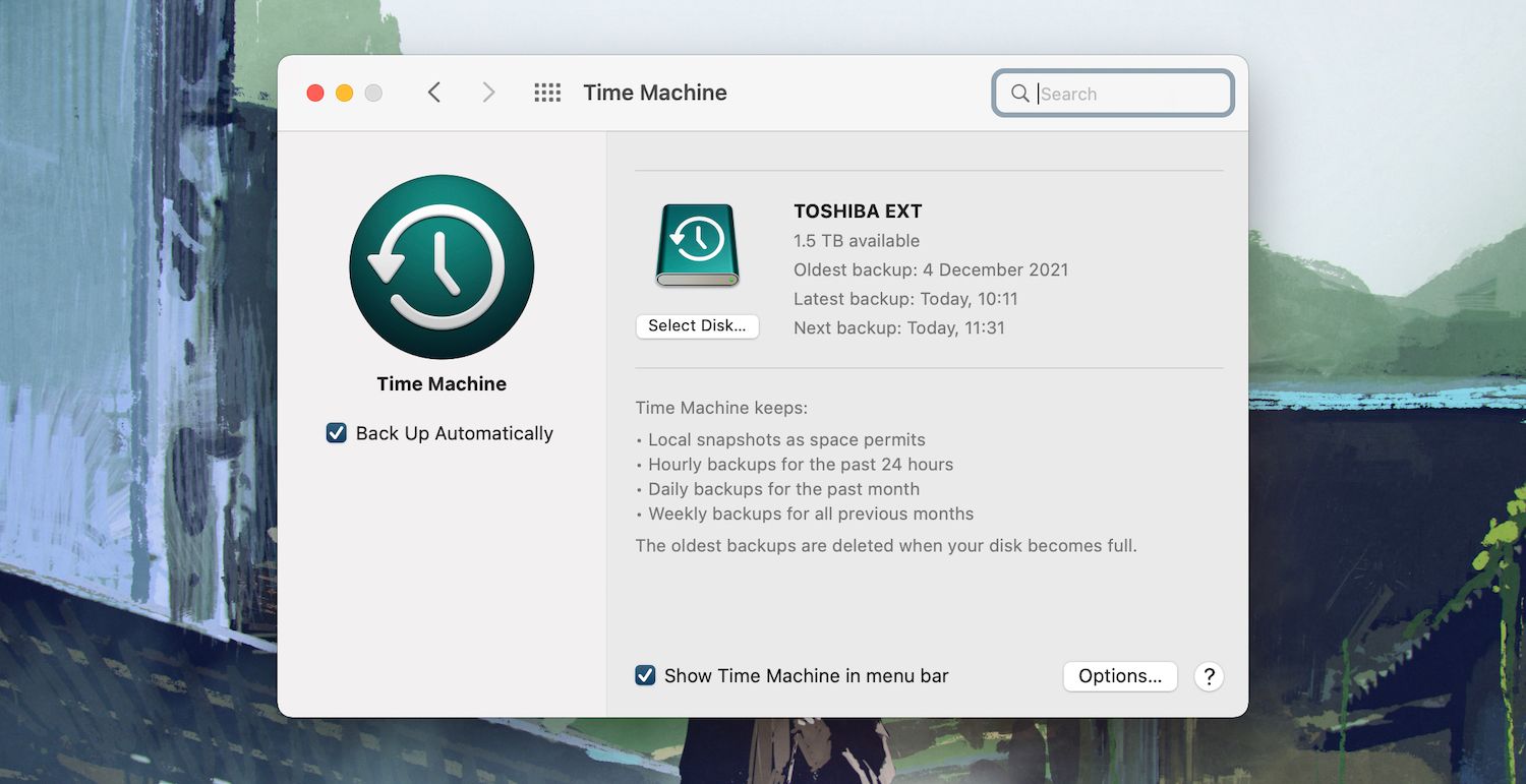 Настройки Time Machine на Mac