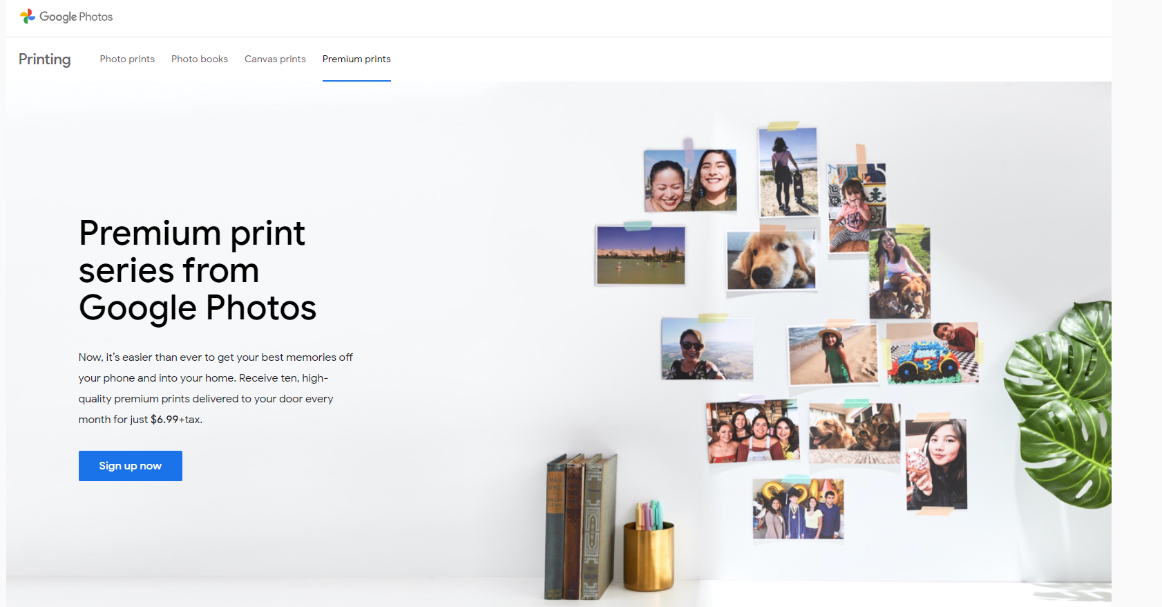 Страница Premium Prints в Google Photos