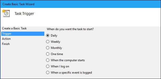 Выбор ежедневного триггера