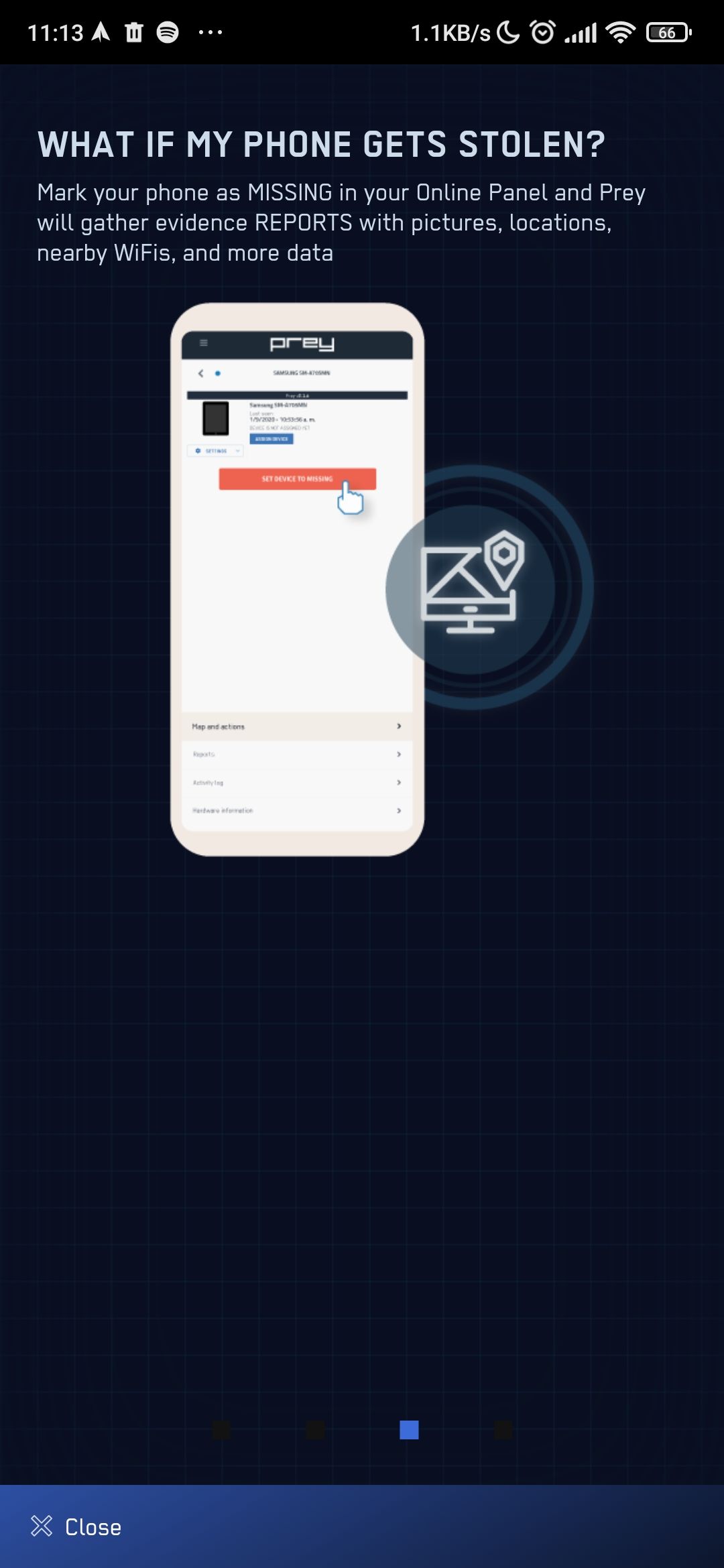 Возможности отслеживания в приложении Prey