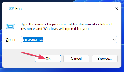 Кнопка ОК в диалоге Выполнить