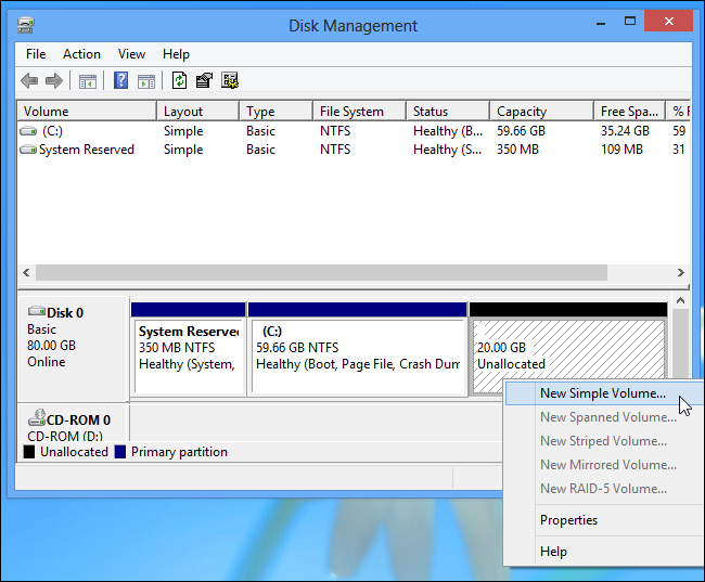 Создание нового раздела из нераспределённого пространства