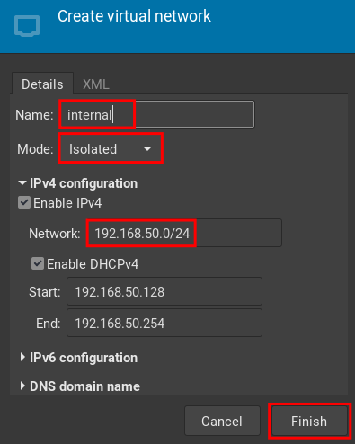 Создание изолированной сети internal в KVM