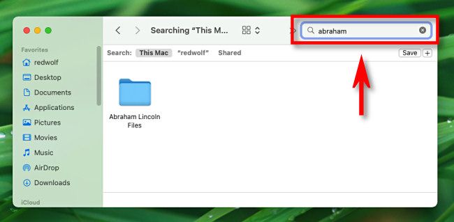In Finder, use the Search bar to look for files and folders.