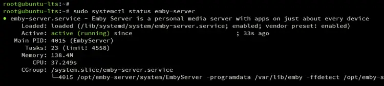 Проверка статуса службы Emby