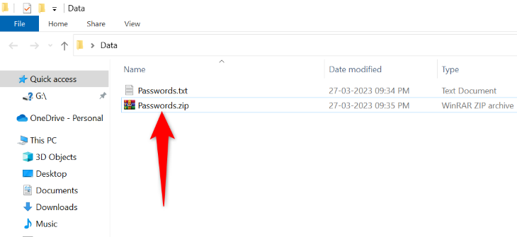 Зашифрованный ZIP-файл в Проводнике.