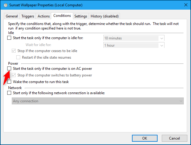 Снятие ограничения «только при питании от сети»