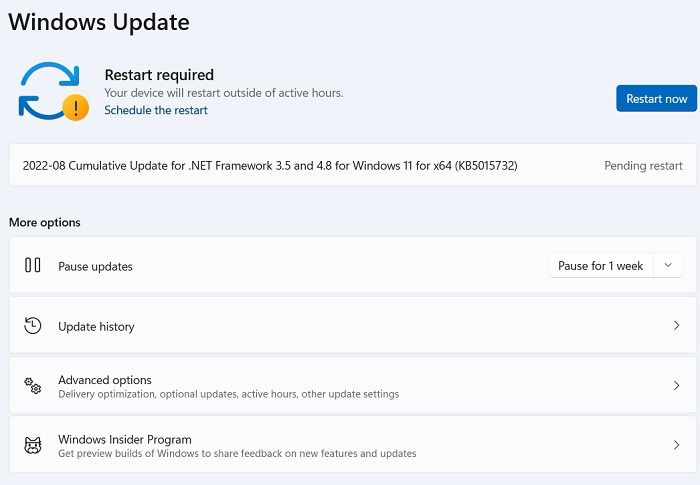 Окно установки обновлений Windows