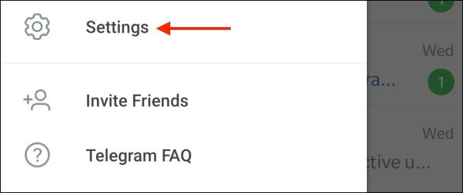 Нажмите Настройки в Telegram для Android