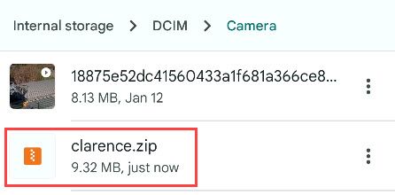 Выбор ZIP-файла для распаковки