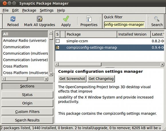 Запуск CompizConfig через Dash