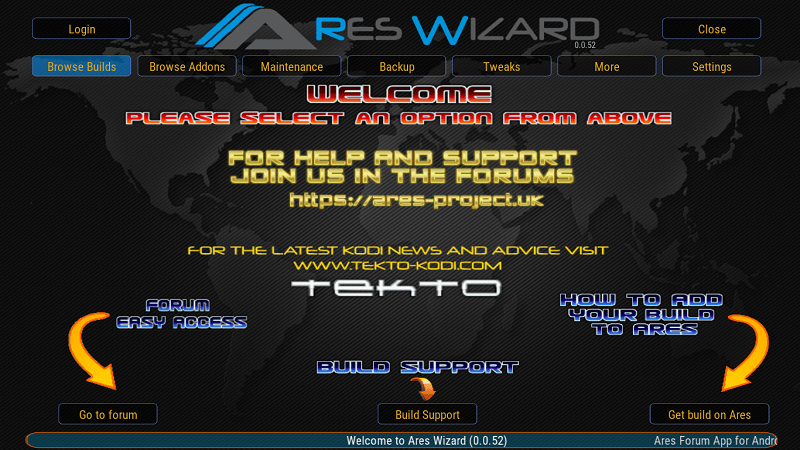 Главная страница Ares Wizard