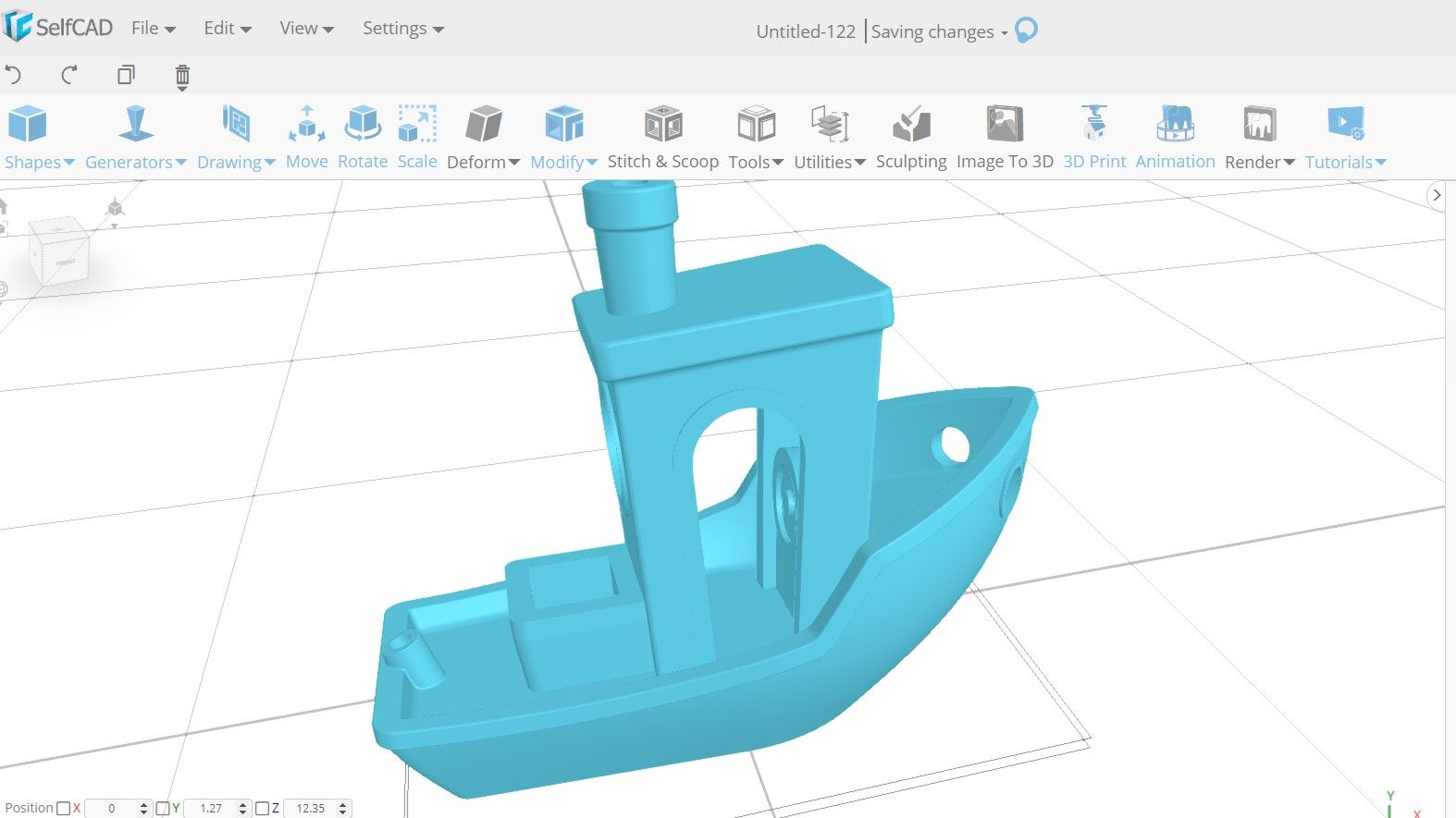 Модель 3DBenchy в слайсере для тестовой печати