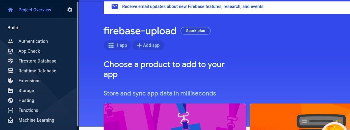 Секция Storage в консоли Firebase