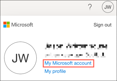Скриншот: пункт меню My Microsoft Account выделен