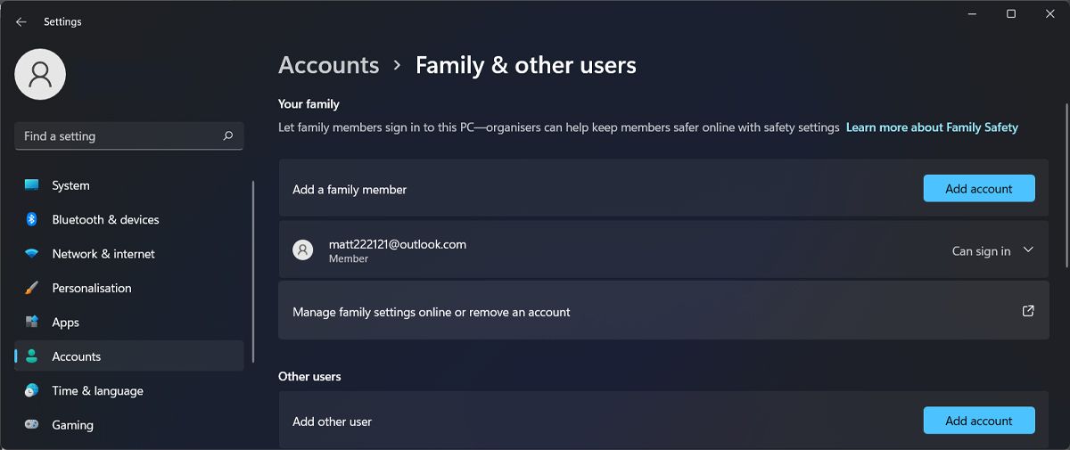 Параметры родительского контроля в Windows 11