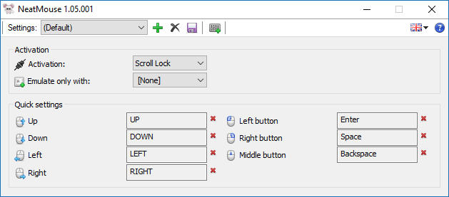 Окно NeatMouse: назначение клавиш и профилей