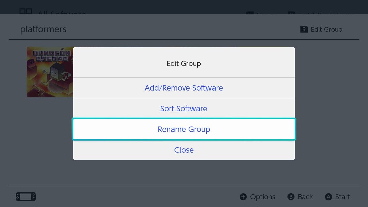 Экран редактирования группы с выделенной функцией «Переименовать группу»
