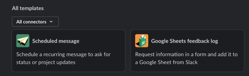 Выбор шаблона Scheduled message в Slack