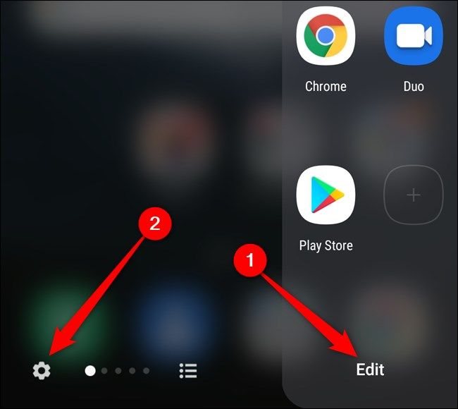 Коснитесь значка шестерёнки или кнопки Редактировать на панели Edge