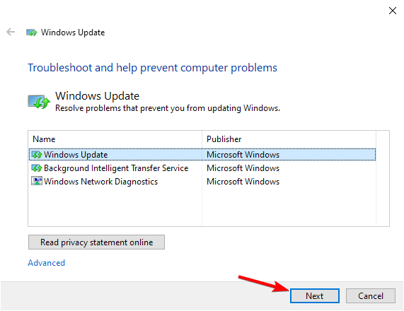 Средство устранения неполадок Windows Update