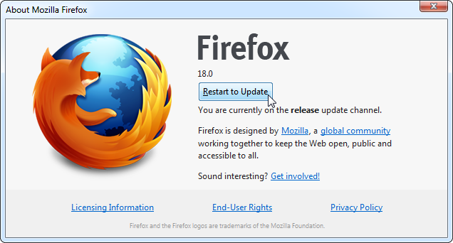 Обновления Firefox и плагинов — пример страницы