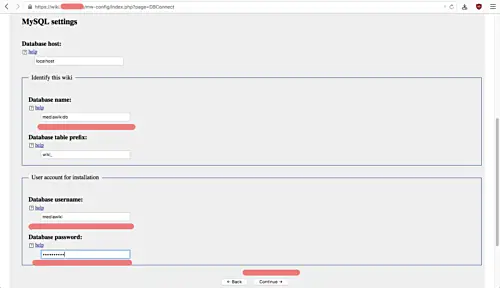 Database configuration