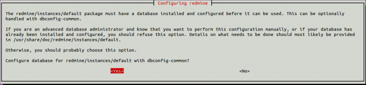 Конфигурация Redmine при установке