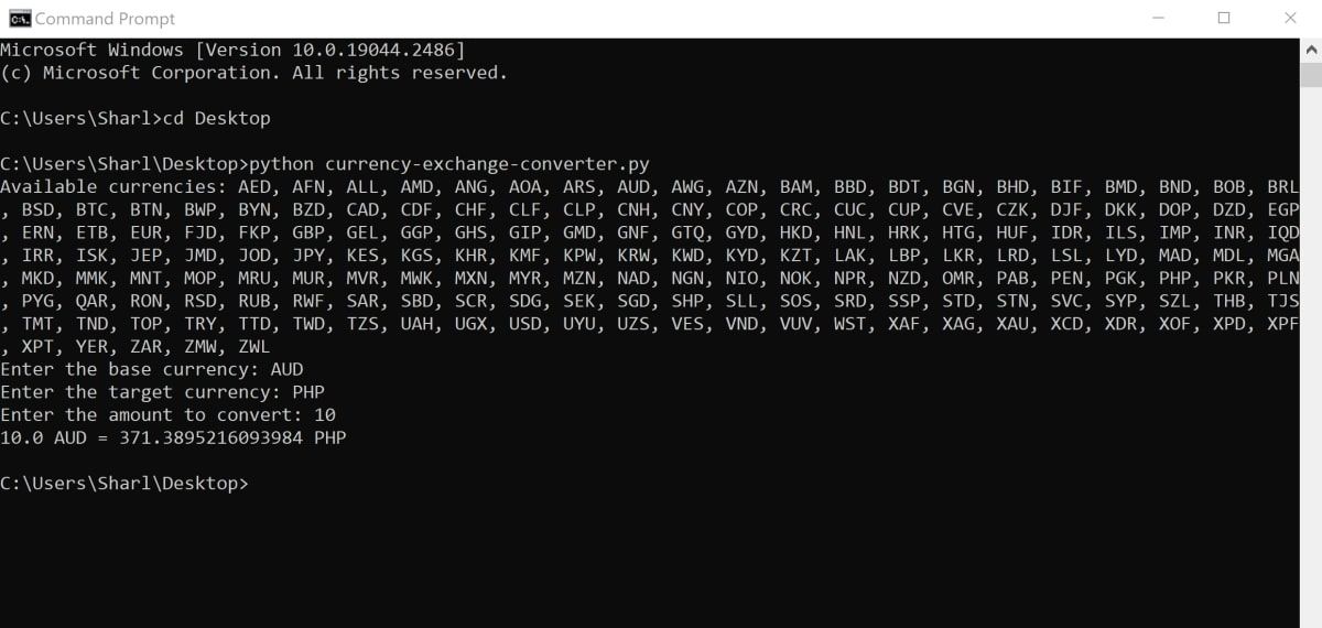 Конвертер валют в командной строке
