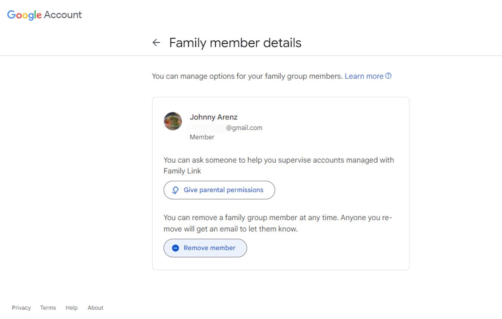 Удаление участника из семейной группы YouTube