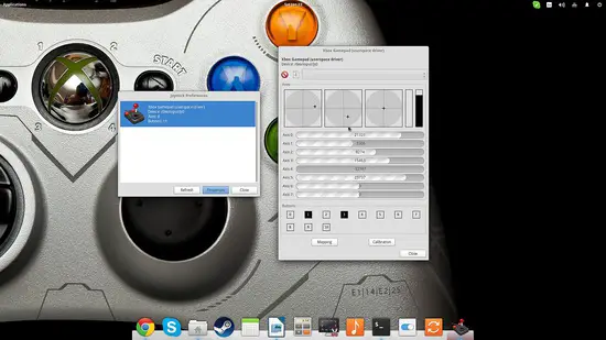 Schermata di calibrazione con jstest-gtk