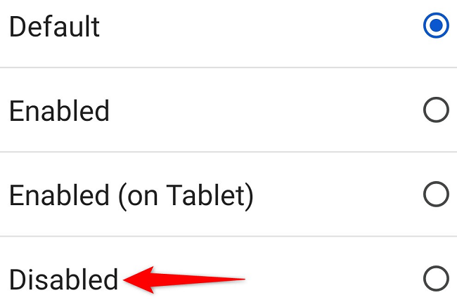 Выберите Disabled в меню флага Lens