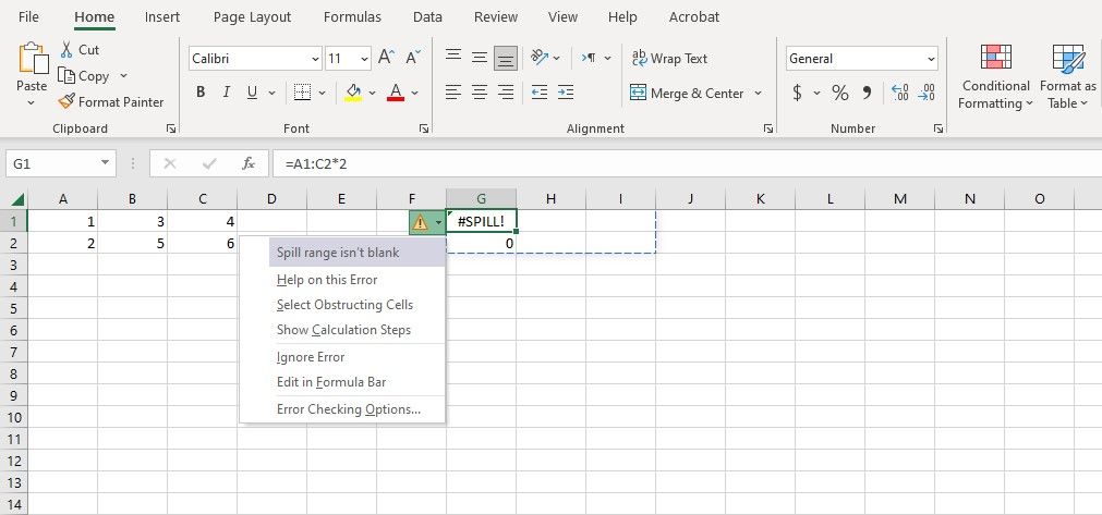 Пустые ячейки, блокирующие диапазон spill