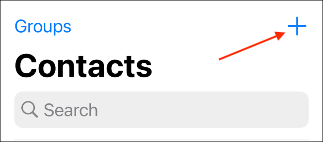 Нажмите кнопку плюс в правом верхнем углу вкладки Contacts