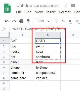 Изображение: перетаскивание маркера заполнения в Google Sheets