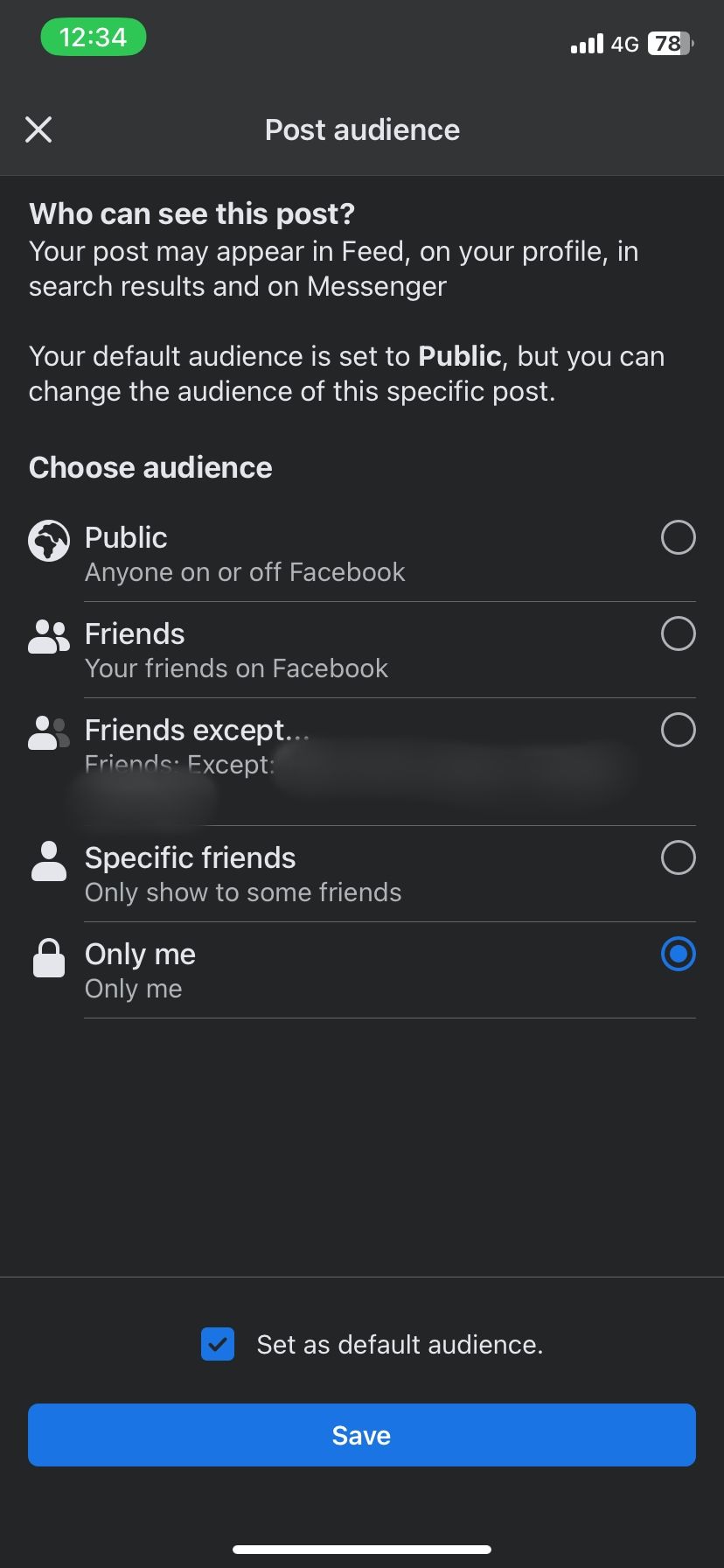 Настройка аудитории поста на Facebook