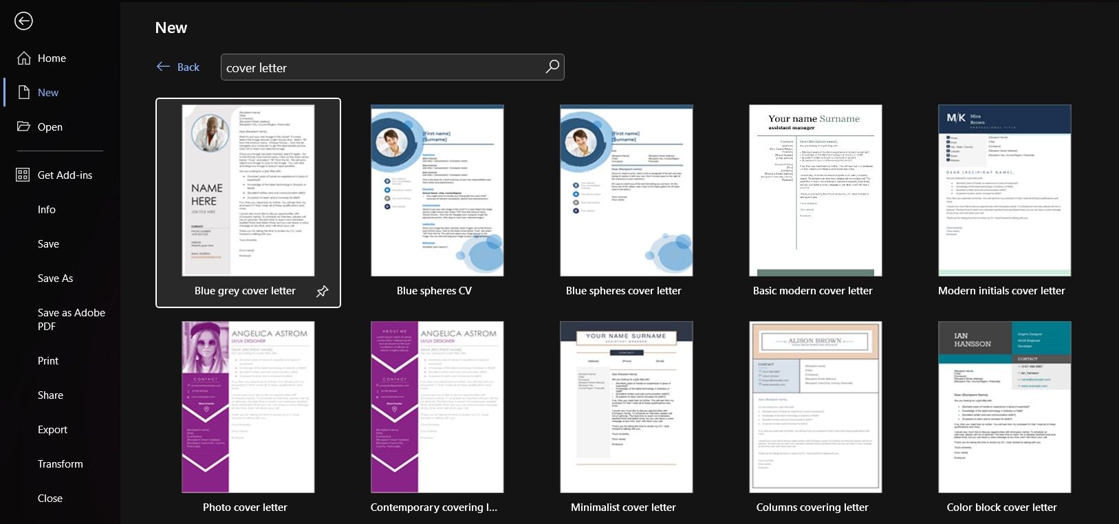 Шаблоны сопроводительных писем в Microsoft Word