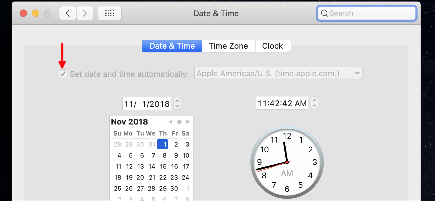 Параметры даты и времени в macOS