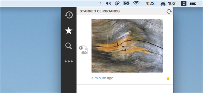 Избранные элементы в истории буфера обмена 1Clipboard