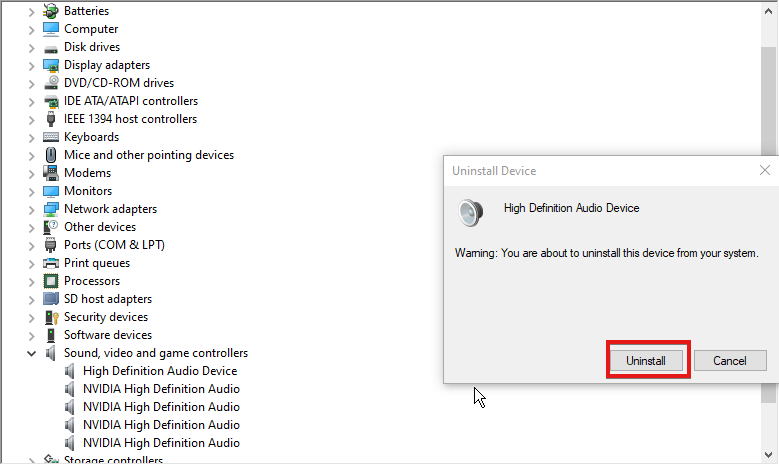Подтверждение удаления драйвера из Диспетчера устройств