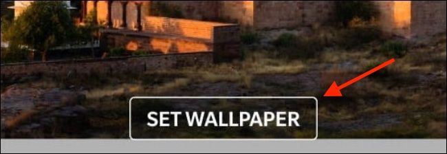 Нажмите «Установить обои» на Android
