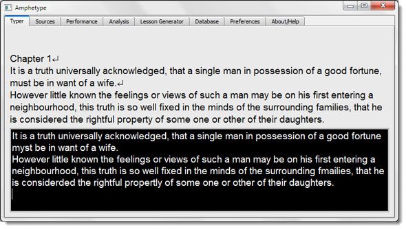 Amphetype: интерфейс и графики производительности