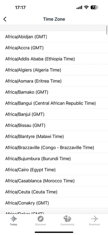 ручной выбор часового пояса в приложении Fitbit