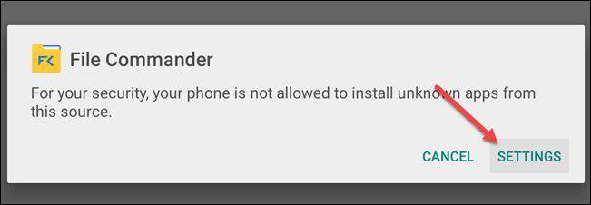 запрос разрешения на установку из неизвестных источников в File Commander
