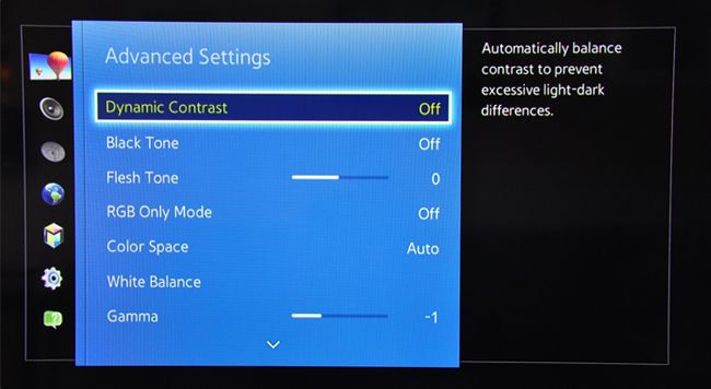 Настройки изображения телевизора с перечнем функций