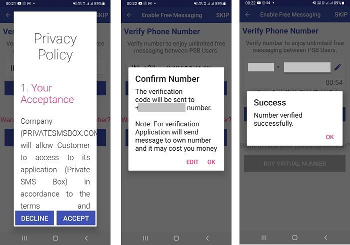 Подтверждение номера телефона в Calculator Pro+