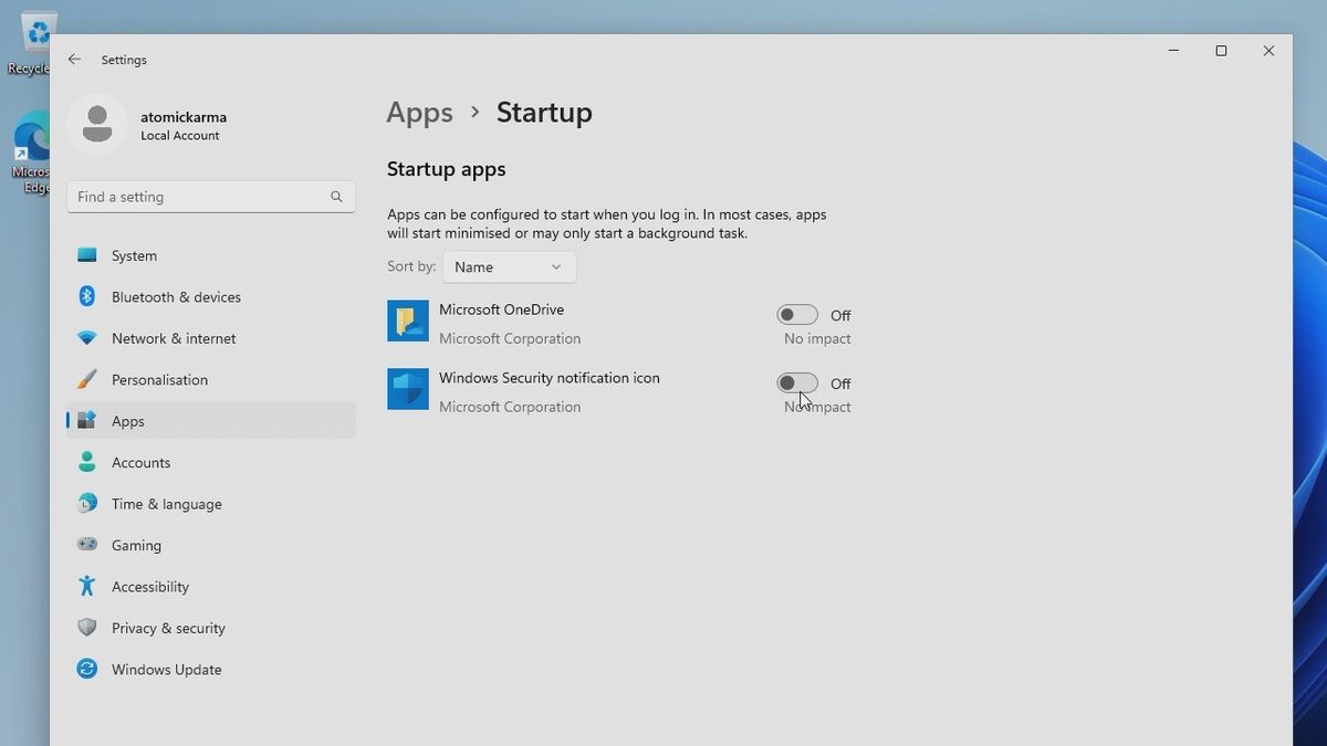 Отключение элементов автозапуска