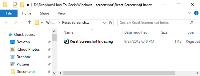ZIP-файл с реестровым хаком для сброса ScreenshotIndex