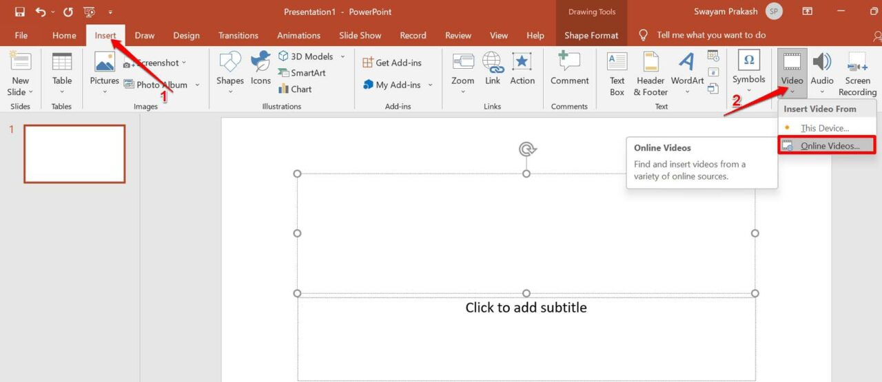 insert online video to powerpoint